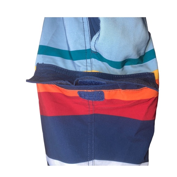 [g] George XL Men’s Swim Shorts Navy Yellow Red Orange White Pockets Drawstring - Picture 7 of 16